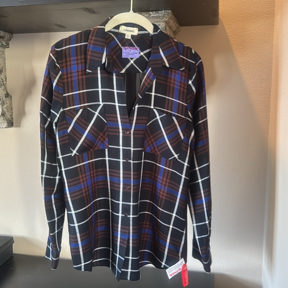 Stunning L'Agance Rayon Blouse with Sheer back.  New with Tags!